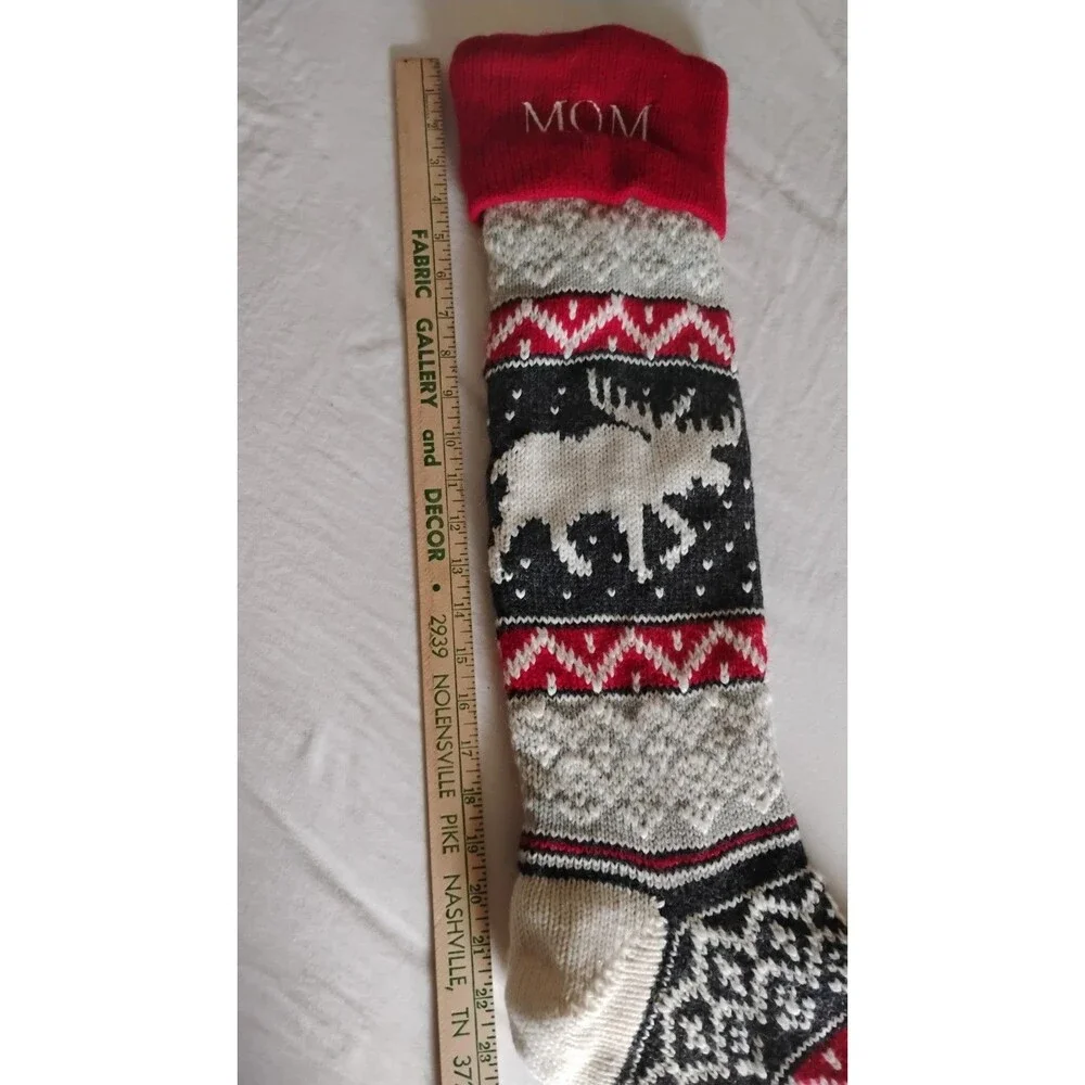 Pottery Barn Kids Fair Isle Wool Christmas Stocking Monogramed Mom Cabin EUC
